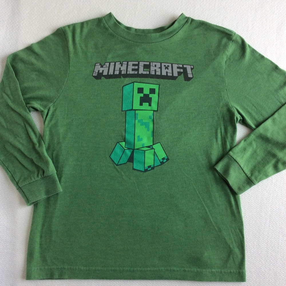 Boys Minecraft Creep Long Sleeve T shirt EUC